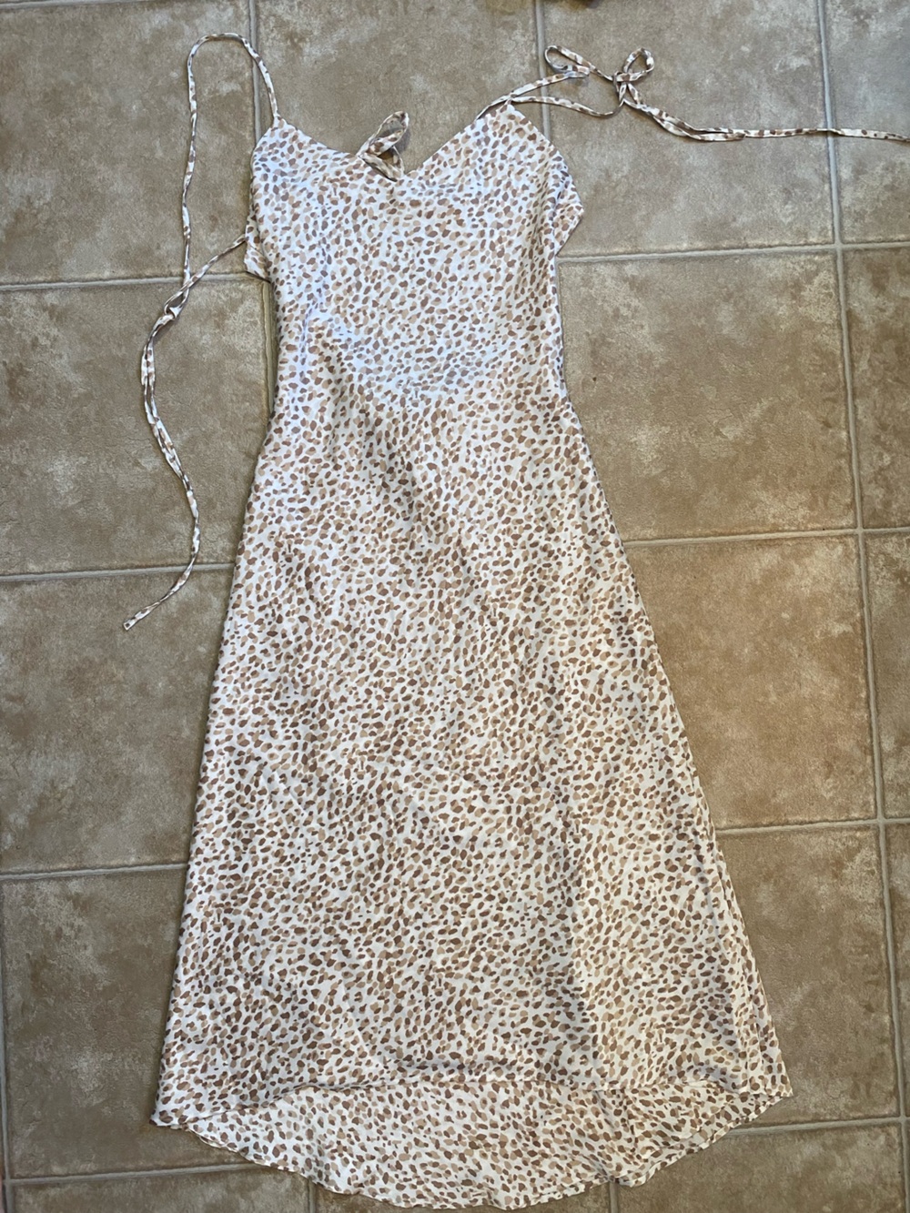 Abercrombie & Fitch Cream Maxi Skirt with Brown Leopard Print